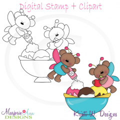 Ice Cream Fairy Bears SVG Cutting Files Includes Clipart