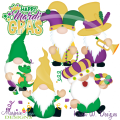 Mardi Gras Gnomes SVG Cutting Files/Paper Piecing Set+Clipart