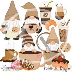 Coffee Gnomes SVG Cutting Files/Paper Piecing + Clipart