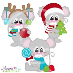 Holiday Mice Set 1 SVG Cutting Files Includes Clipart