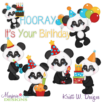 Baby Panda Birthday SVG Cutting Files Includes Clipart