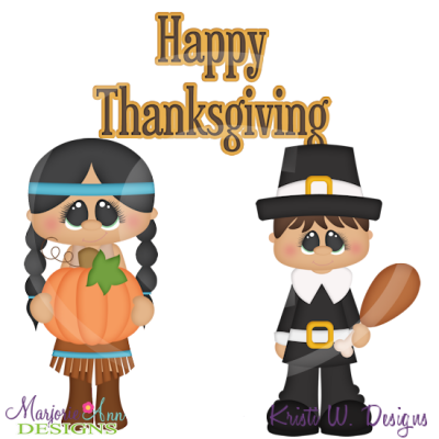 Holiday Kids~Thanksgiving SVG Cutting Files Includes Clipart