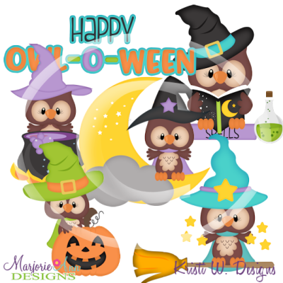 Happy Owl-O-Ween SVG Cutting Files Includes Clipart