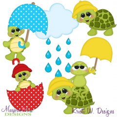 Rainy Day Turtles SVG Cutting Files Includes Clipart