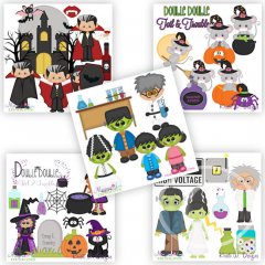 Halloween Set 4 Bundle-5 Sets SVG Cutting File Sets + Clip Art