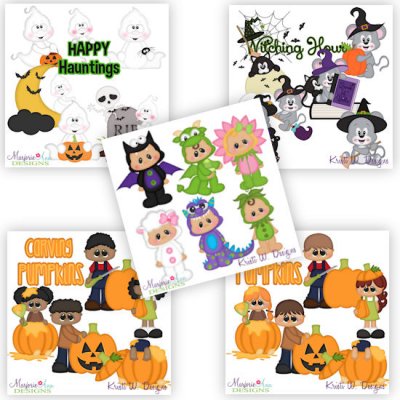 Halloween Set 3 Bundle-5 Sets SVG Cutting File Sets + Clip Art
