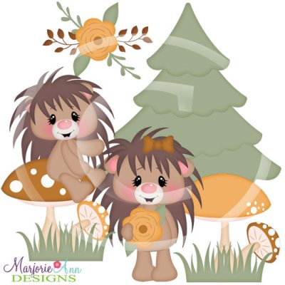 Woodland Hedghogs SVG Cutting Files + Clipart