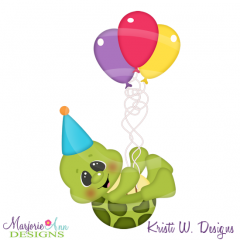 Birthday Turtle SVG Cutting Files Includes Clipart