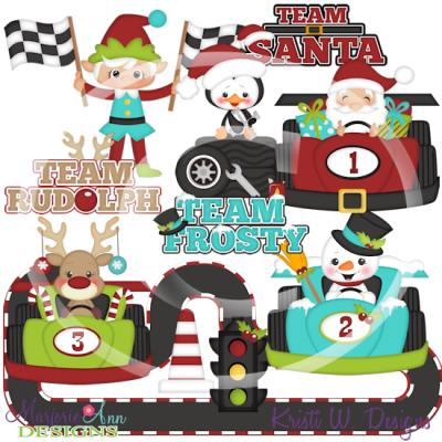 Christmas Race SVG Cutting Files Includes Clipart