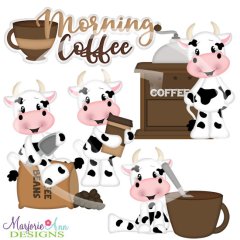 Morning Coffee Cows SVG Cutting Files + Clipart