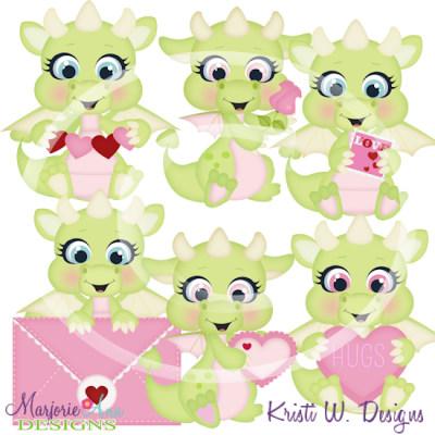 My Sweet Valentine Dragons SVG Cutting Files + Clipart