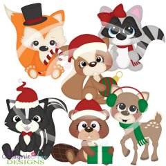 Woodland Christmas Animals SVG Cutting Files + Clipart