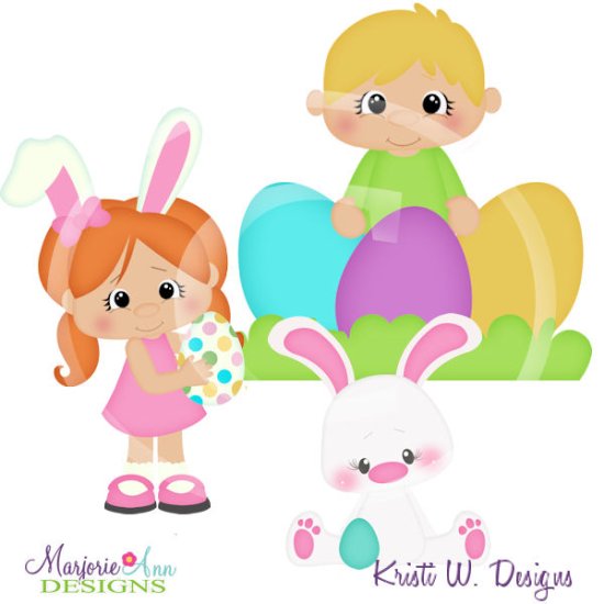 Easter Kids 2 SVG Cutting Files + Clipart - Click Image to Close