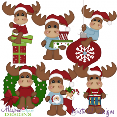 12 Moose Of Christmas-Set 1 SVG Cutting Files Includes Clipart