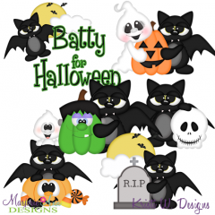 Batty For Halloween SVG Cutting Files + Clipart