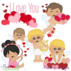 Valentine Cupids SVG Cutting Files Includes Clipart