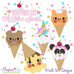 Sweet Ice Cream SVG Cutting Files Includes Clipart