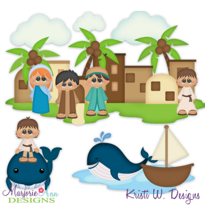 Jonah & The Whale SVG Cutting Files + Clipart