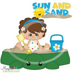 Girl Playing In Sandbox SVG Cutting Files + Clipart