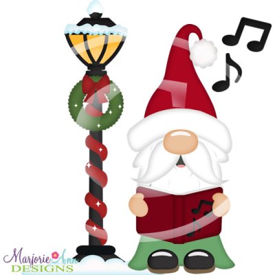 Caroling Gnome SVG Cutting Files Includes Clipart
