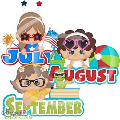 Calendar Kids Girls-July August September SVG Cutting Files