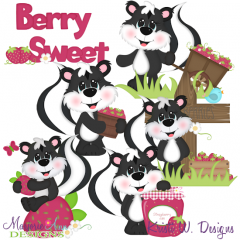 So Berry Sweet Skunks Exclusive SVG Cutting Files + Clipart