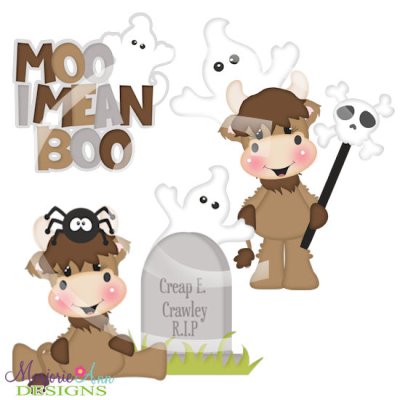 Moo I Mean Boo Highland Cow SVG Cutting Files + Clipart