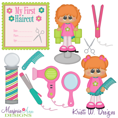 My First Haircut-Girl SVG Cutting Files + Clipart