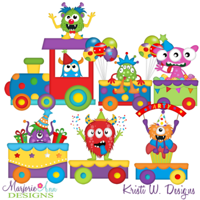 Monster Party Train SVG Cutting Files Includes Clipart