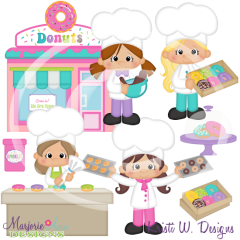 Baking Girls SVG Cutting Files Includes Clipart