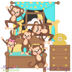 Five Little Monkeys SVG Cutting Files + Clipart