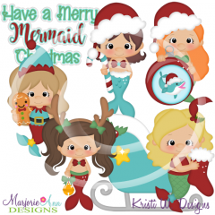 Mermaid Christmas SVG Cutting Files Includes Clipart