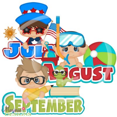 Calendar Kids Boys-July August September SVG Cutting Files