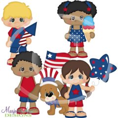 Patriotic Kids SVG Cutting Files + Clipart