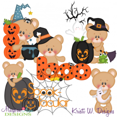 Marshmallow Bear Loves Halloween SVG Cutting Files + Clipart