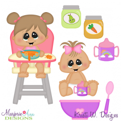 Time To Eat-Baby Girl SVG Cutting Files Includes Clipart