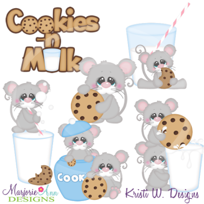 Cookies & Milk Mice Cutting Files-Includes Clipart