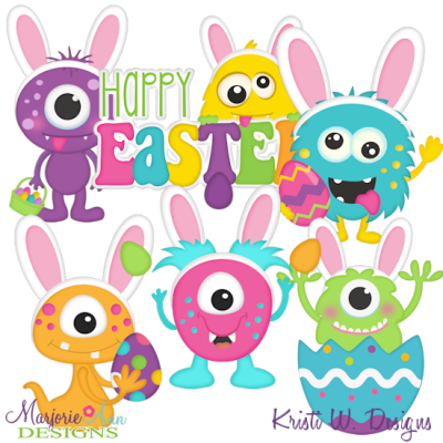 Easter Monsters SVG Cutting Files Includes Clipart