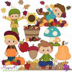 Autumn Boys SVG Cutting Files Includes Clipart