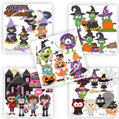 Halloween Set 7 Bundle-5 Sets SVG Cutting File Sets + Clip Art