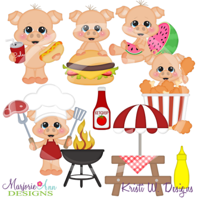 Picnic Pigs SVG Cutting Files Includes Clipart