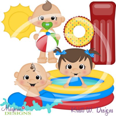 Pool Party Babies SVG Cutting Files Includes Clipart