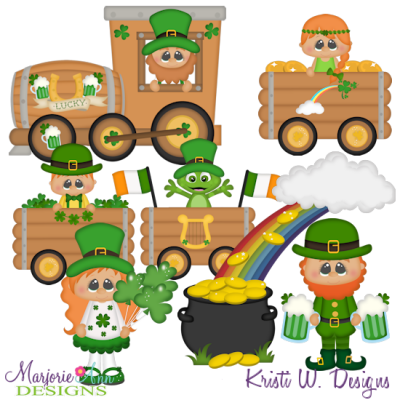 St Patty's Day Train SVG Cutting Files + Clipart