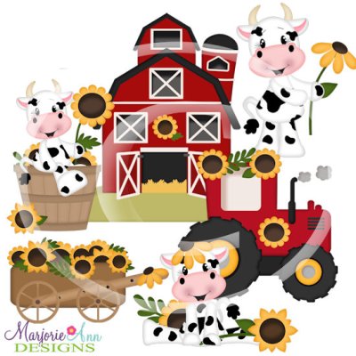 Sunflower Farm-Cows SVG Cutting Files + Clipart