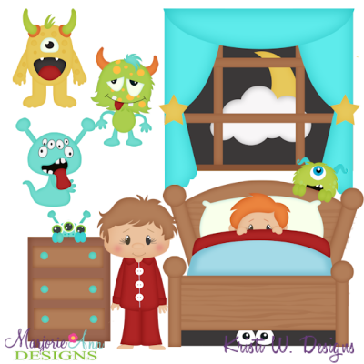 Monster Under The Bed-Boy SVG Cutting Files + Clipart